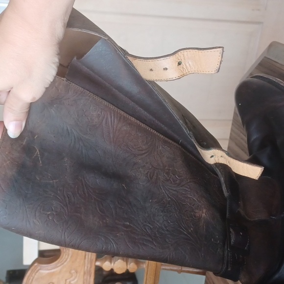 JB Dillon Boots Tooled Leather Knee High, Buckle, 12B - Picture 9 of 11